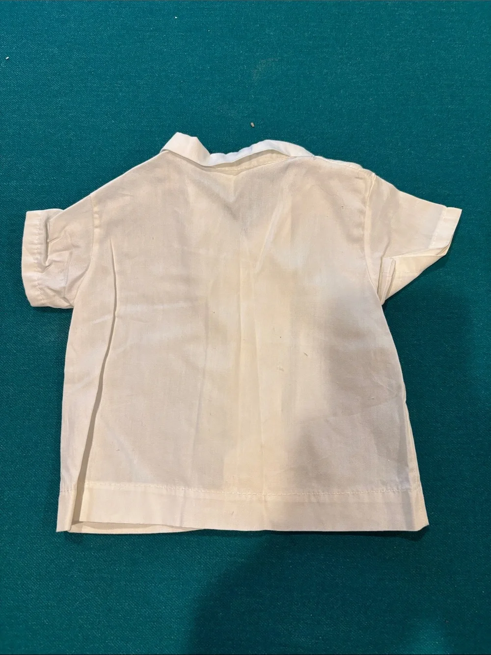 Penney’s Size 0 Vintage 2 Piece Cream and Pale Yellow Baby Shirt Diaper Cover